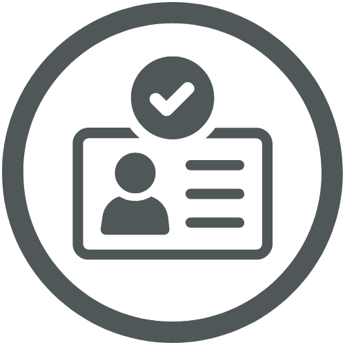 Icon representing ID verification and approval, symbolizing built-in age verification features in a liquor store POS system.